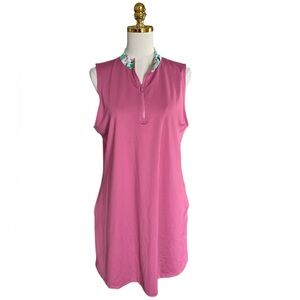 Tommy Bahama Women’s Pink Golf Tennis Pickle Ball Stand Collar Athletic Dress XL